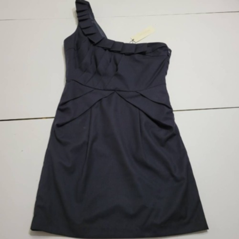 MM Couture By Miss Me Womens A Line Dress Black Lined One Shoulder Side Zipper M